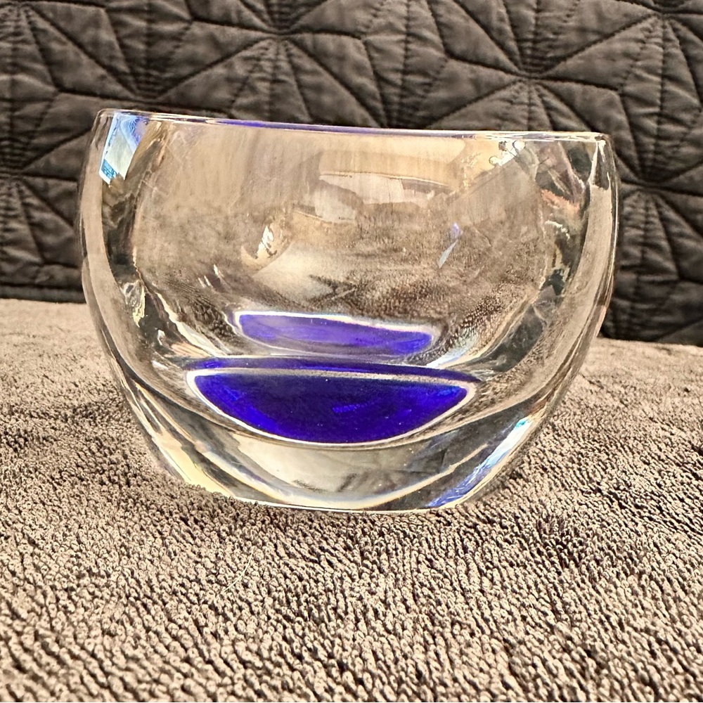 Royal Limited Blue/Clear Lead Crystal Votive Candle Holder